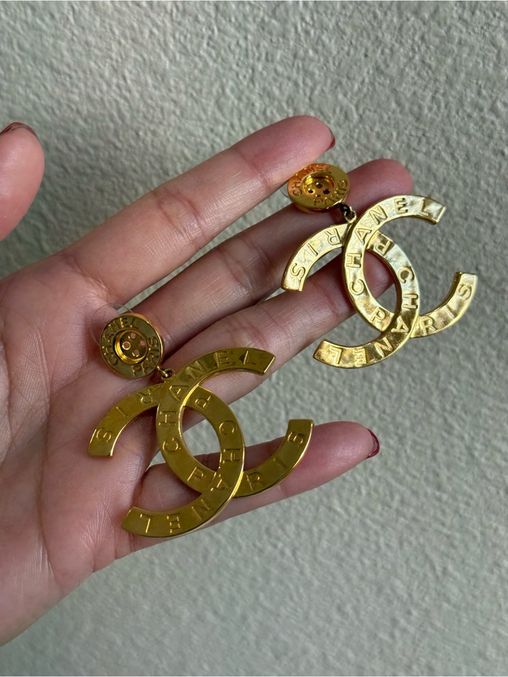 CHANEL Button Gold CC Logo Drop Earrings - Classic Gold Tone - Picture 13 of 15